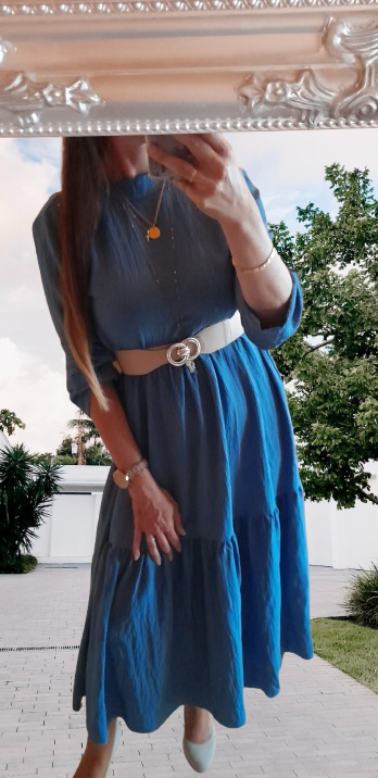 Shein safírové volánové dlouhé šaty - NOVÉ - 4