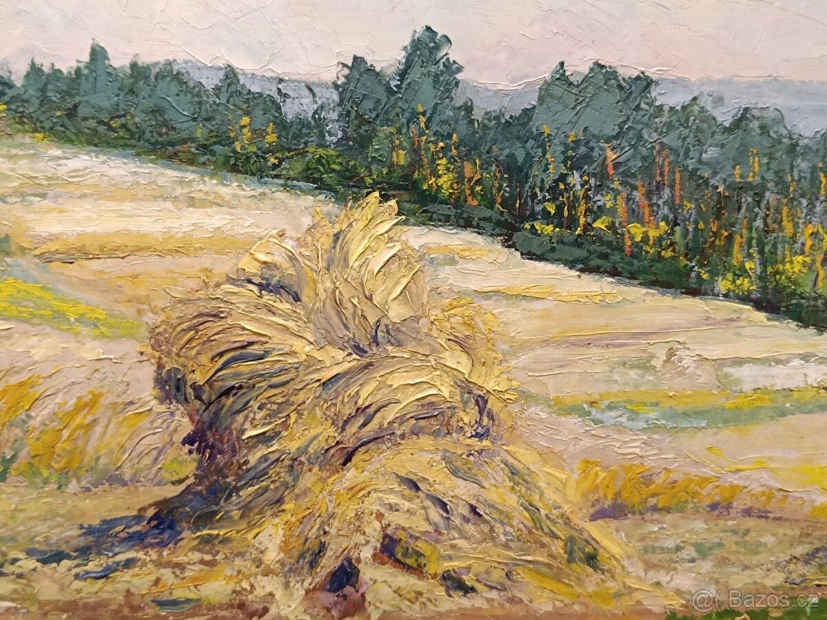 Obraz Schnurmacher, Šumavské žně, olej 52x65 - 4