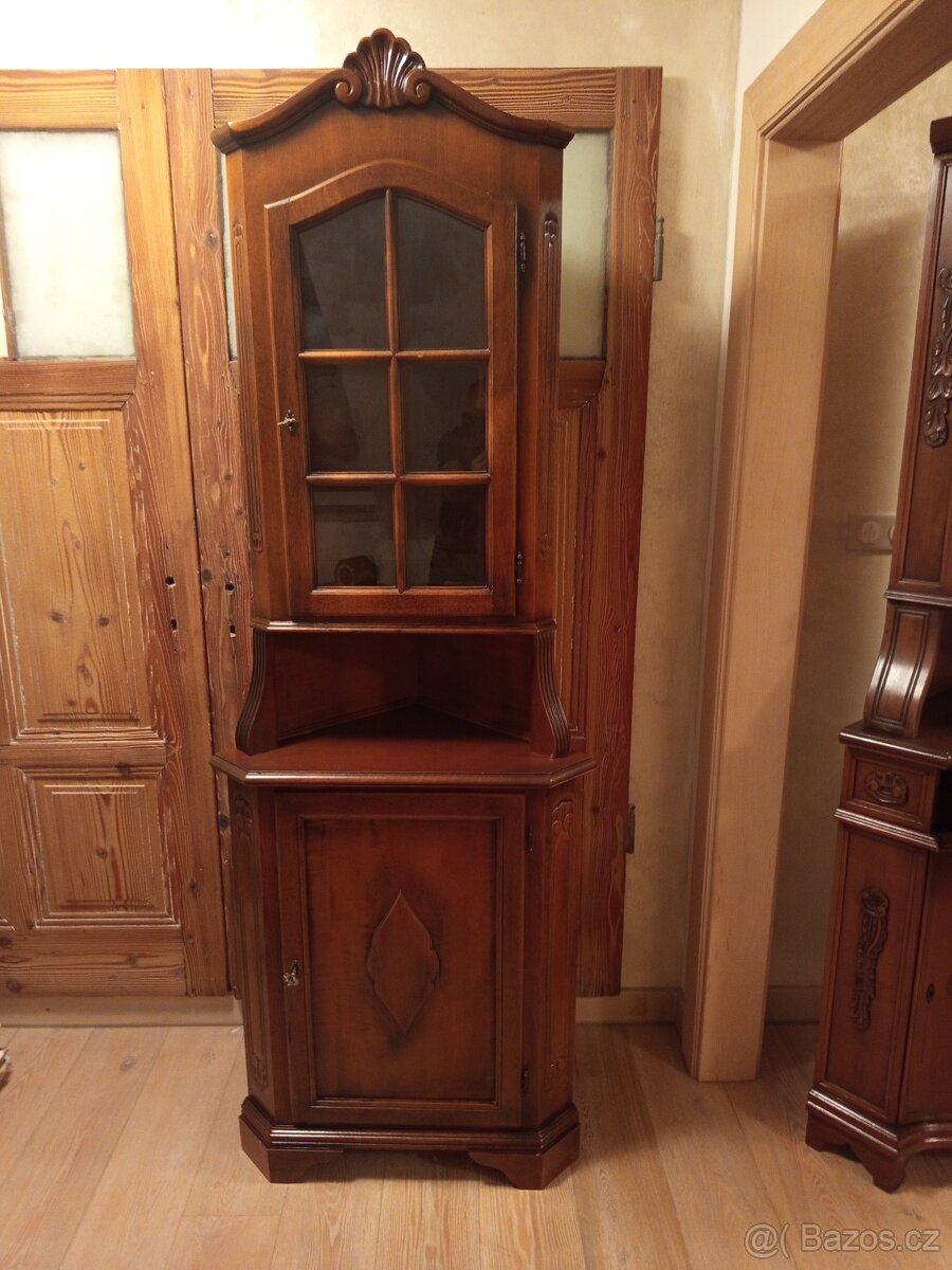 Starožitná rohová skříňka-vitrína - 4