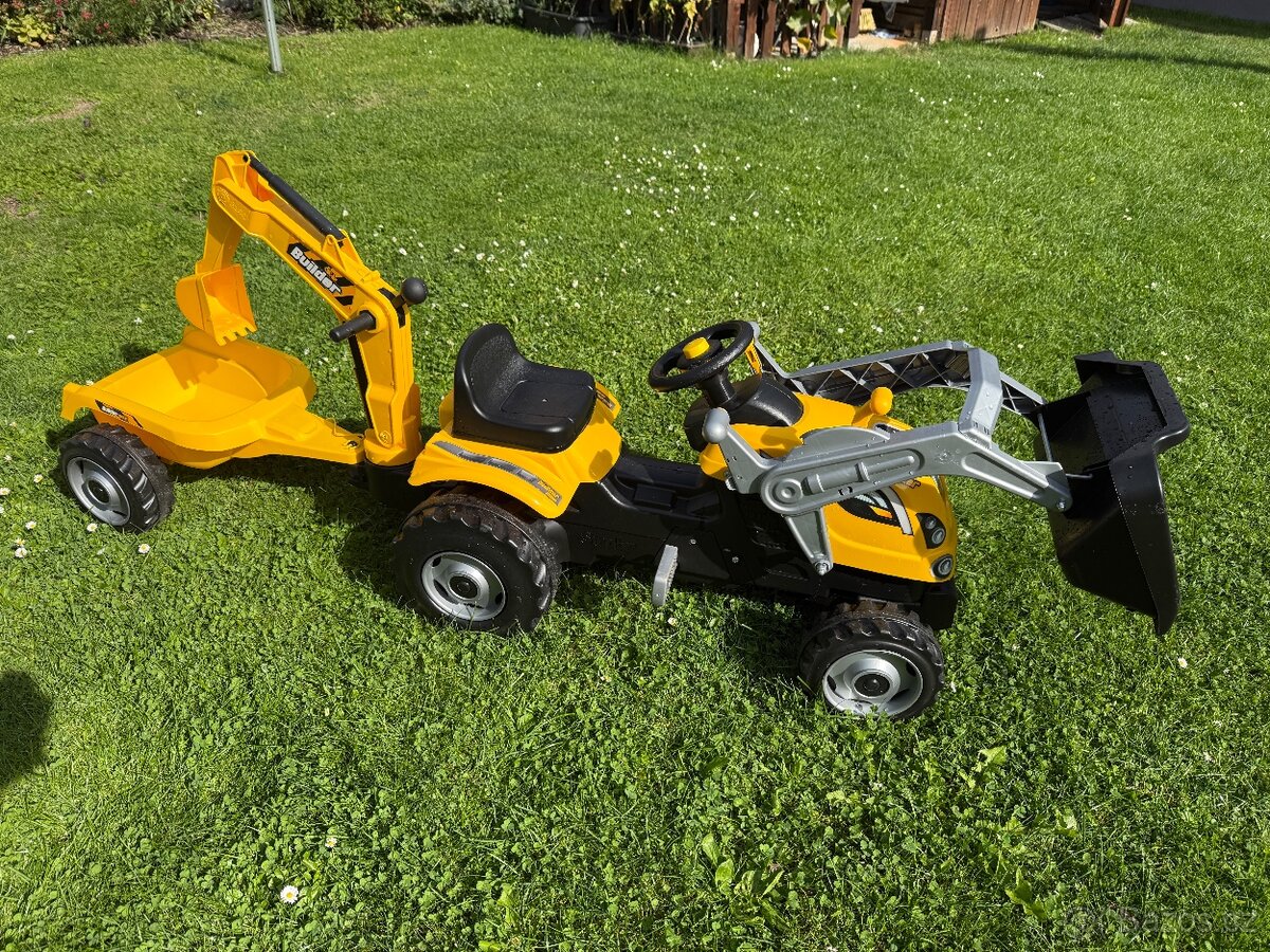 Smoby Šlapací traktor Builder Max s bagrem a vozíkem - 4