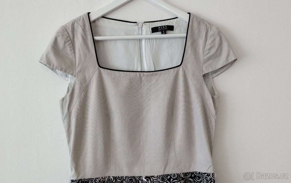 Šedo-černé pouzdrové šaty vel. 38/40 - 4