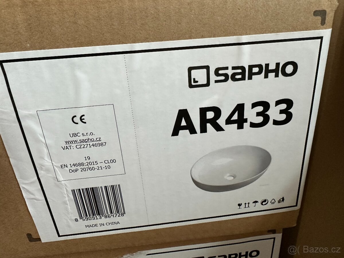 Umyvadlo na desku + výpusť SAPHO - NOVÉ - 4