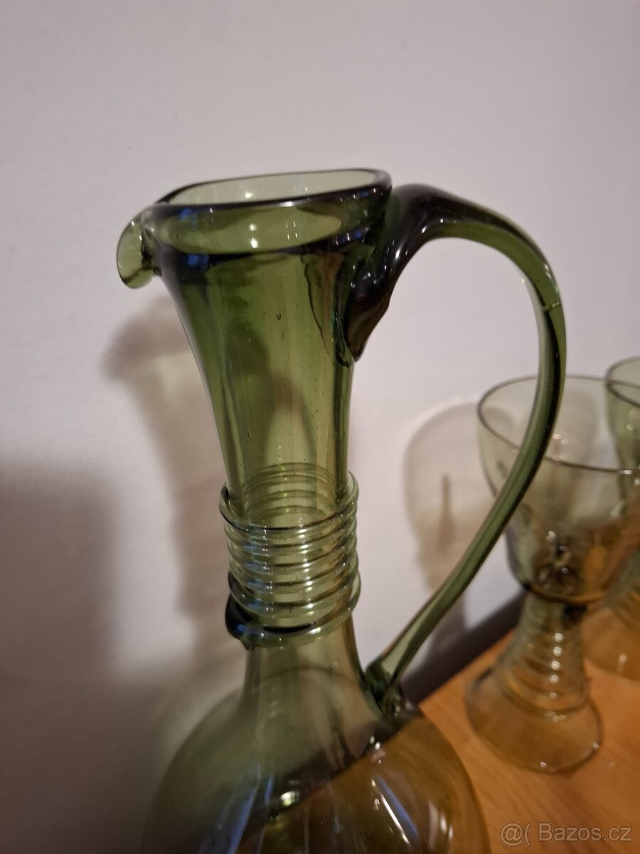 Lesní sklo - karafa a 6 sklenic - 4