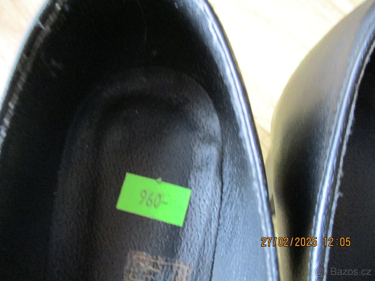 Černé dámské kožené lodičky 39 - 4