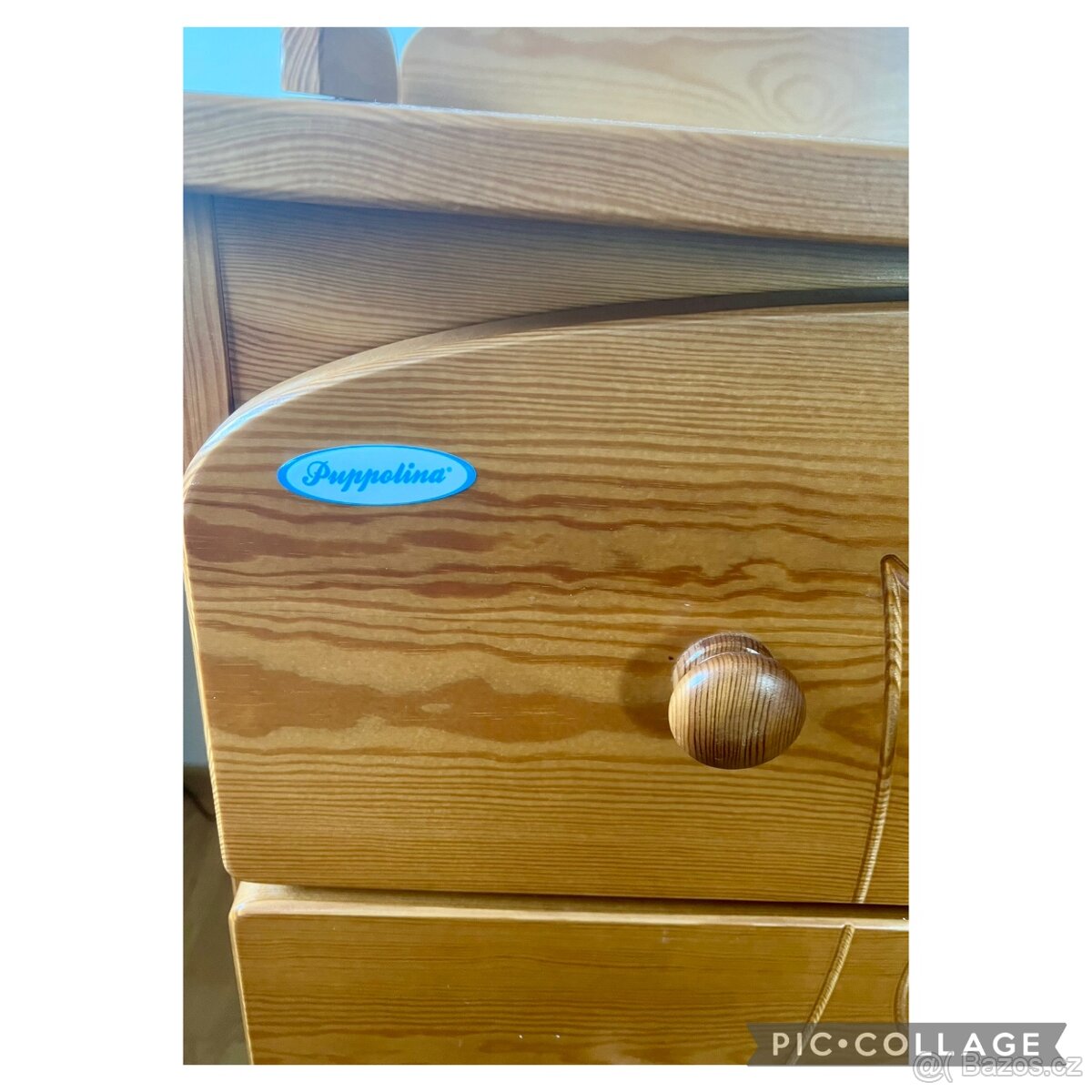 Postýlka s přebalovací komodou, dřevěná - 4