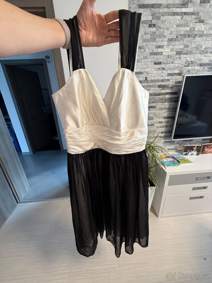 Plesové šaty, bílo-černé, velikost 38-40 - 4