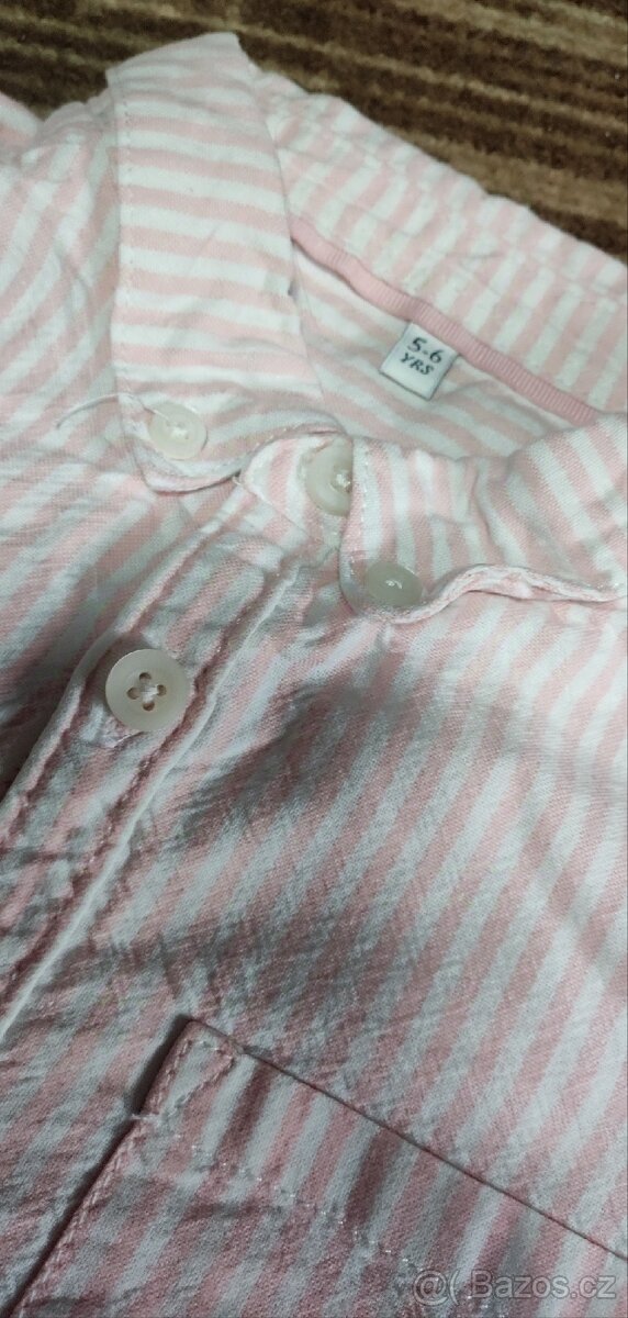 Dívčí bílo růžová košile, vel. 116 - 4