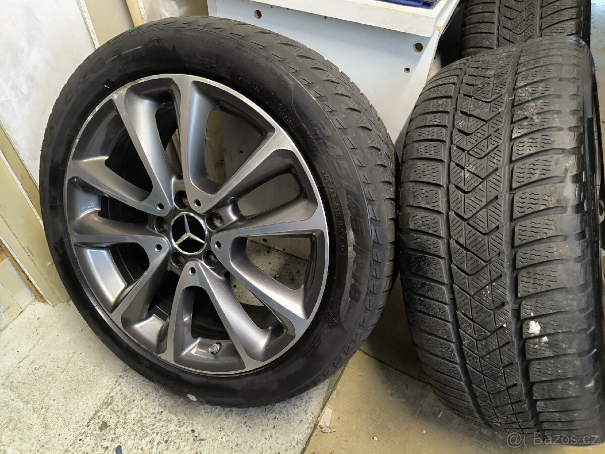 ALU kola Mercedes E 5x112 r18 Originál,zim.pneu+TPMS - 4