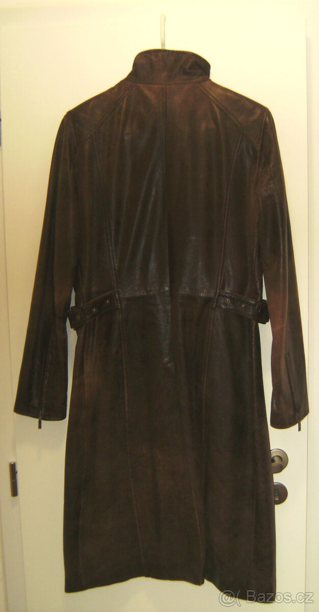 Dámský hnědý kožený kabát vel. 40 - 4