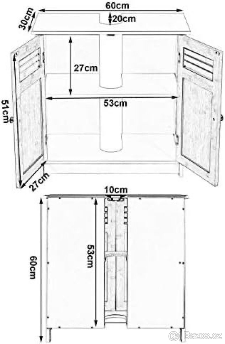 Skříňka pod umyvadlo – bambus a bílá - 4