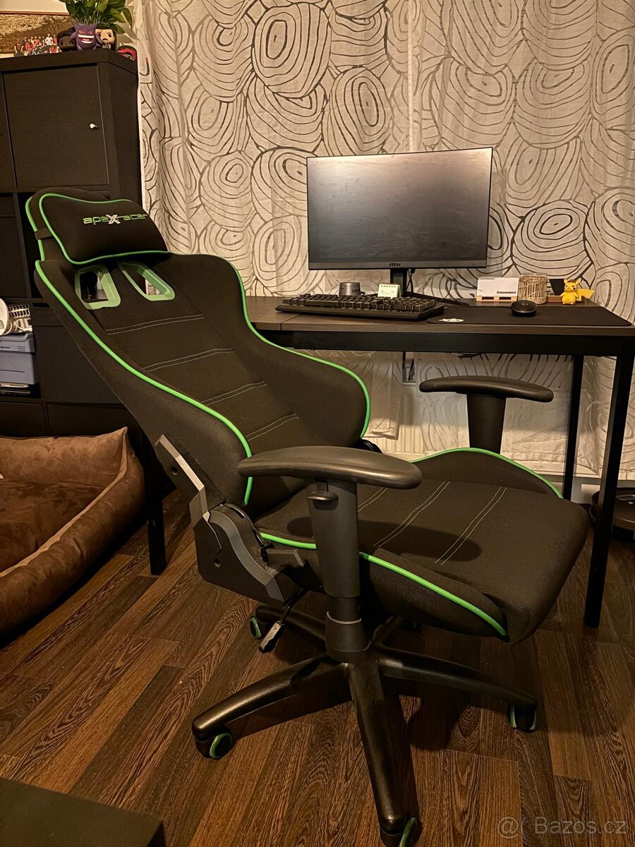 Herní židle LAMBJERG černá síťovina/zelená - 4