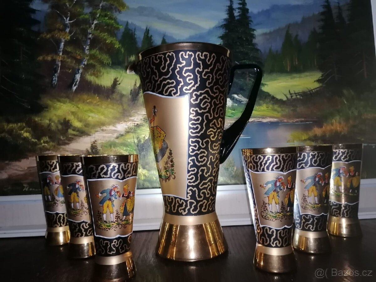 STAROŽITNÝ DŽBÁN SE ŠESTI POHÁRY - 4