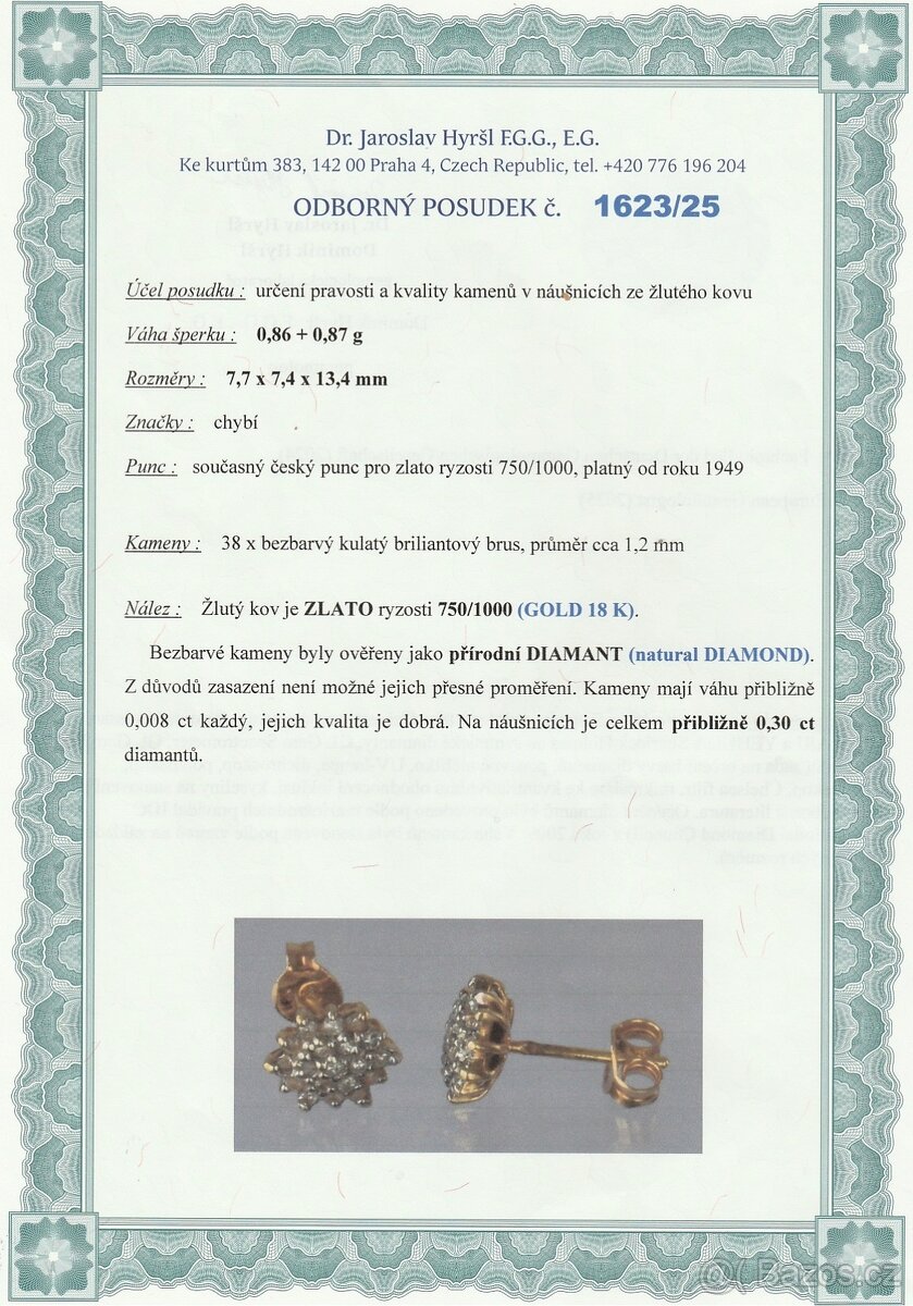 Zlaté náušnice s diamanty - 4