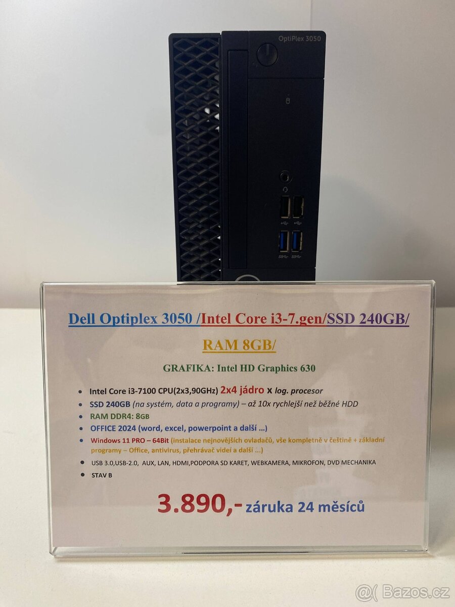 Dell Optiplex 3050 /Intel Core i3-7.gen/SSD 240GB/ RAM 8GB/ - 4