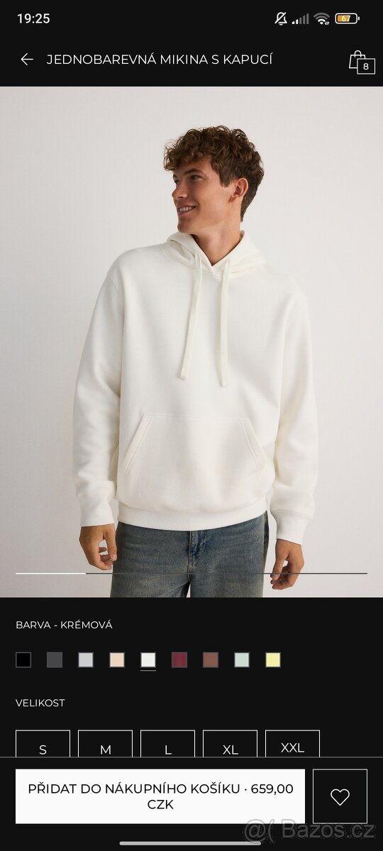 Mikina s kapucí - krémová (bílá) M - 4