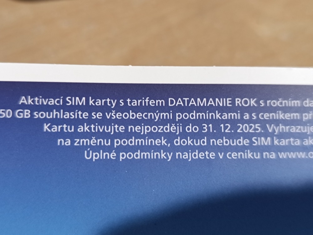Předplacená O2 SIM karta roční datové připojení 50GB - 4
