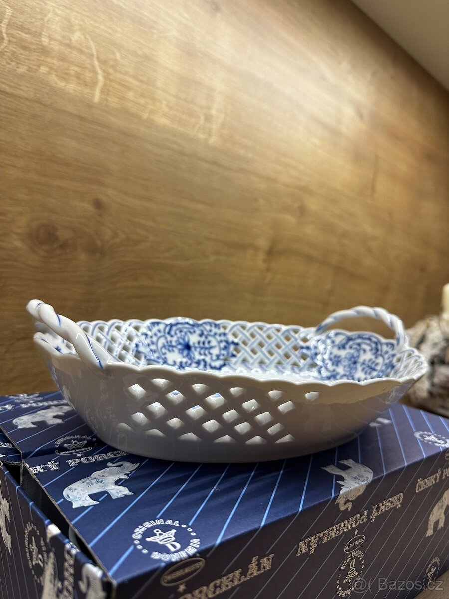 Košík prolamovaný 28cm, Cibulak, originál porcelán Dubí - 4