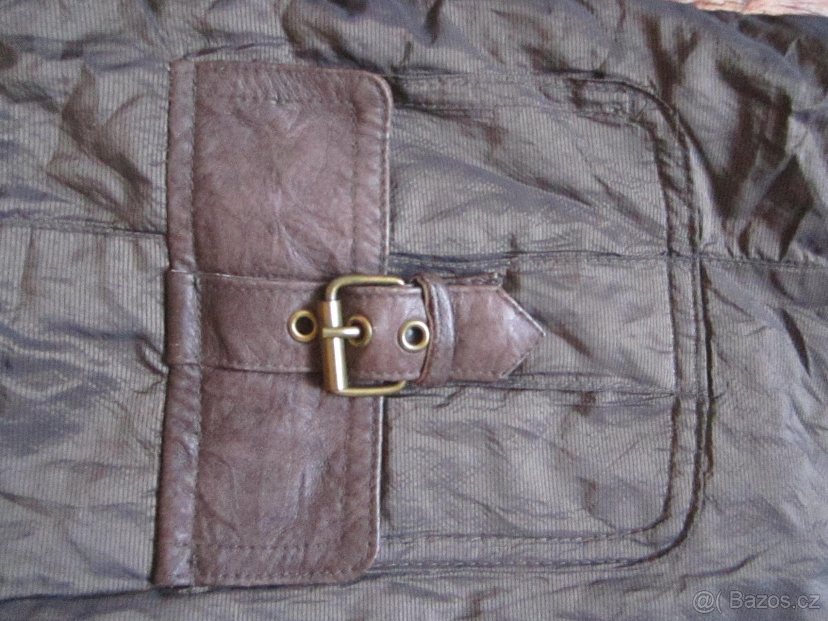 Bunda pravá kůže / látka, vel. L/40, s podšívkou - 4