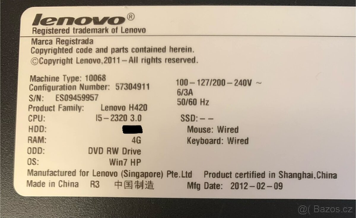 PC Lenovo H420 – Intel i5 (bez GPU a disku) - 4