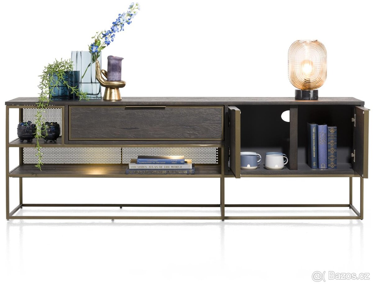 Industriální TV komoda City - antracit a kov - 4