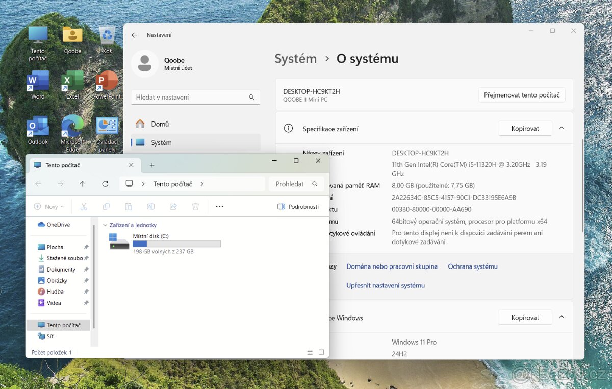 MiniPC QOOBE II i5-11320H (8+256G) NVMe, WiFi6, BT - 4