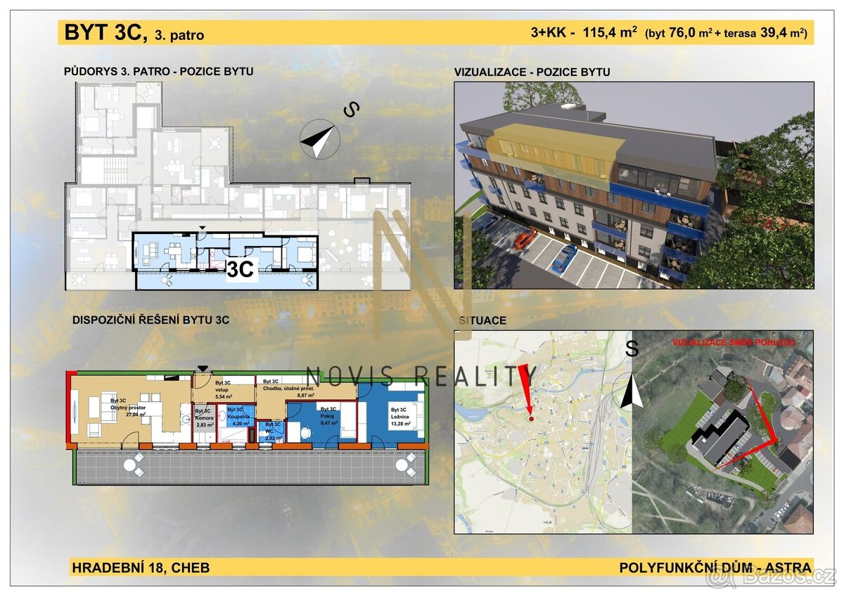 Prodej, byt 3+kk, 3C, 76 m², ul. Hradební, Cheb - 4