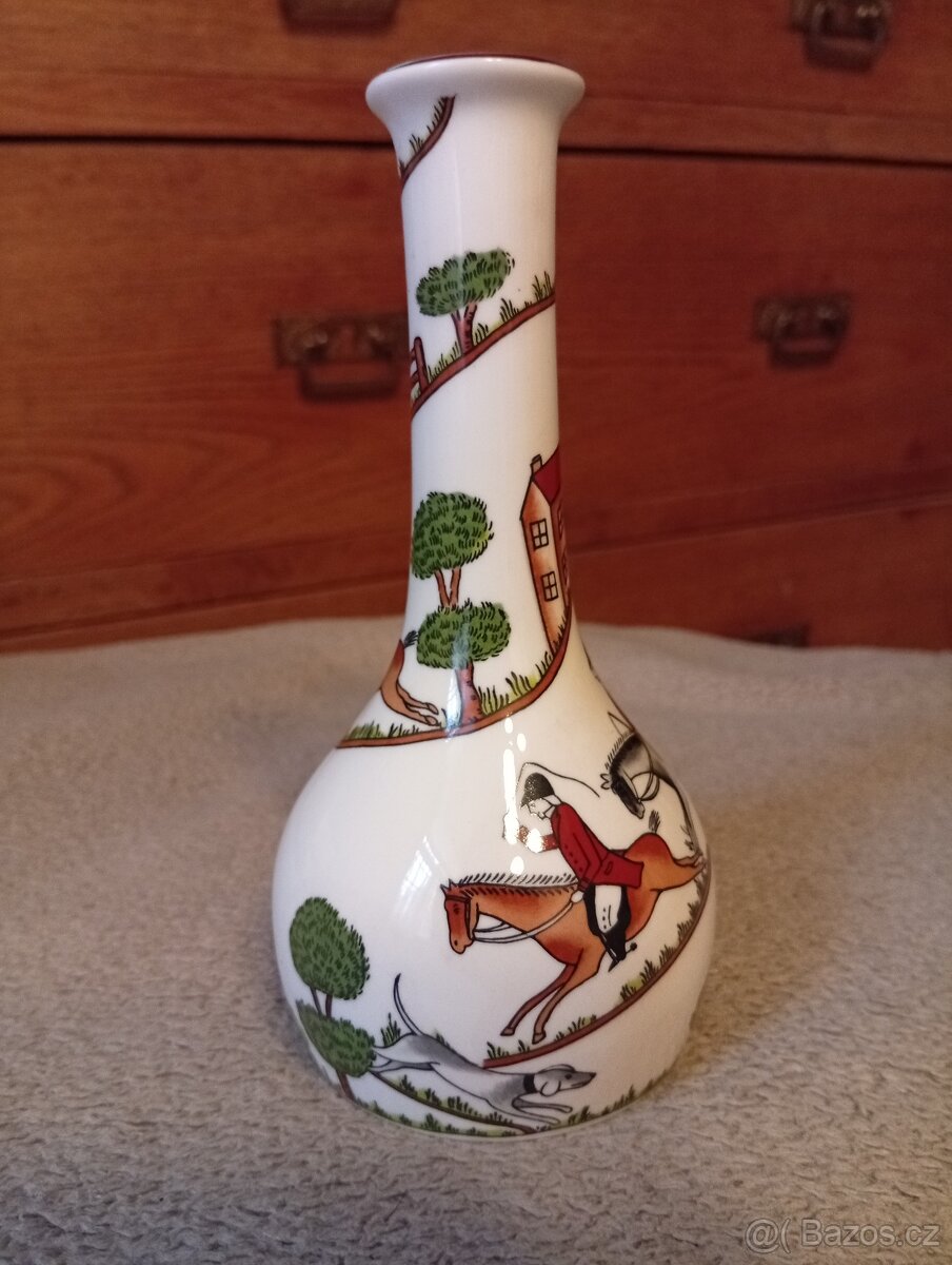 vázička s motivem, koní 14,5cm zn.Hunting Scene - 4