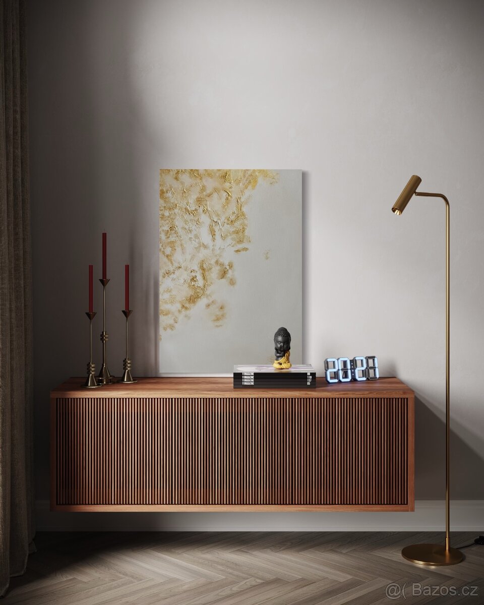 Abstraktní 3D zlatý obraz - 100x70 - 4