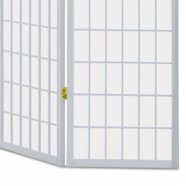 3 dílný paravan bílý z dřeva - 4