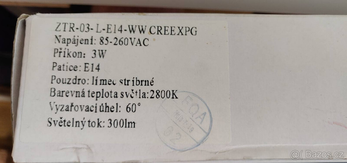 (10x) E14, 2800K, 300lm, 60 stupňů, 85-220VAC, LED, 3W - 4