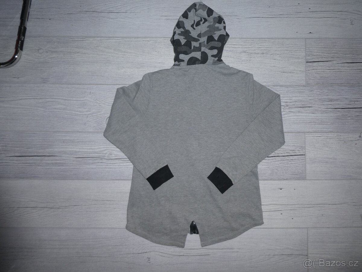 Chlapecká šedá mikina s kapucí na zip na 14 let zn. HASHTAG - 4