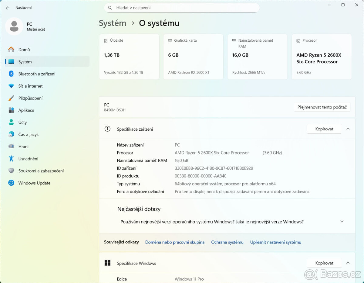 Herní PC - RYZEN 5, 16GB RAM, SSD+HDD, 5600XT, WIN11 - 4