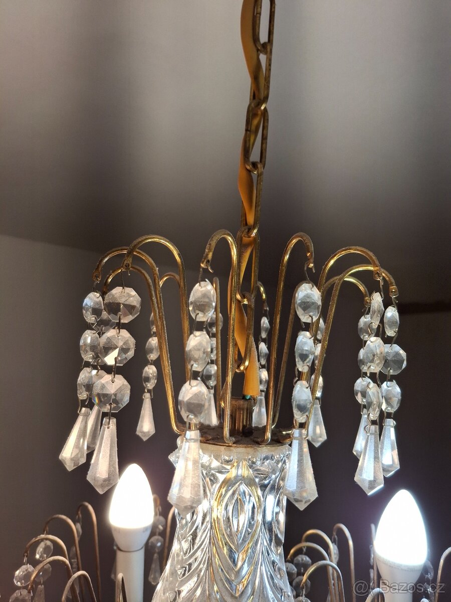 Lustr křišťálový a dvě lampičky - 4