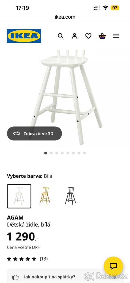 Dětská židle, bílá - 4