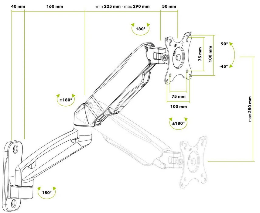 AlzaErgo Arm S41B Wall - 4
