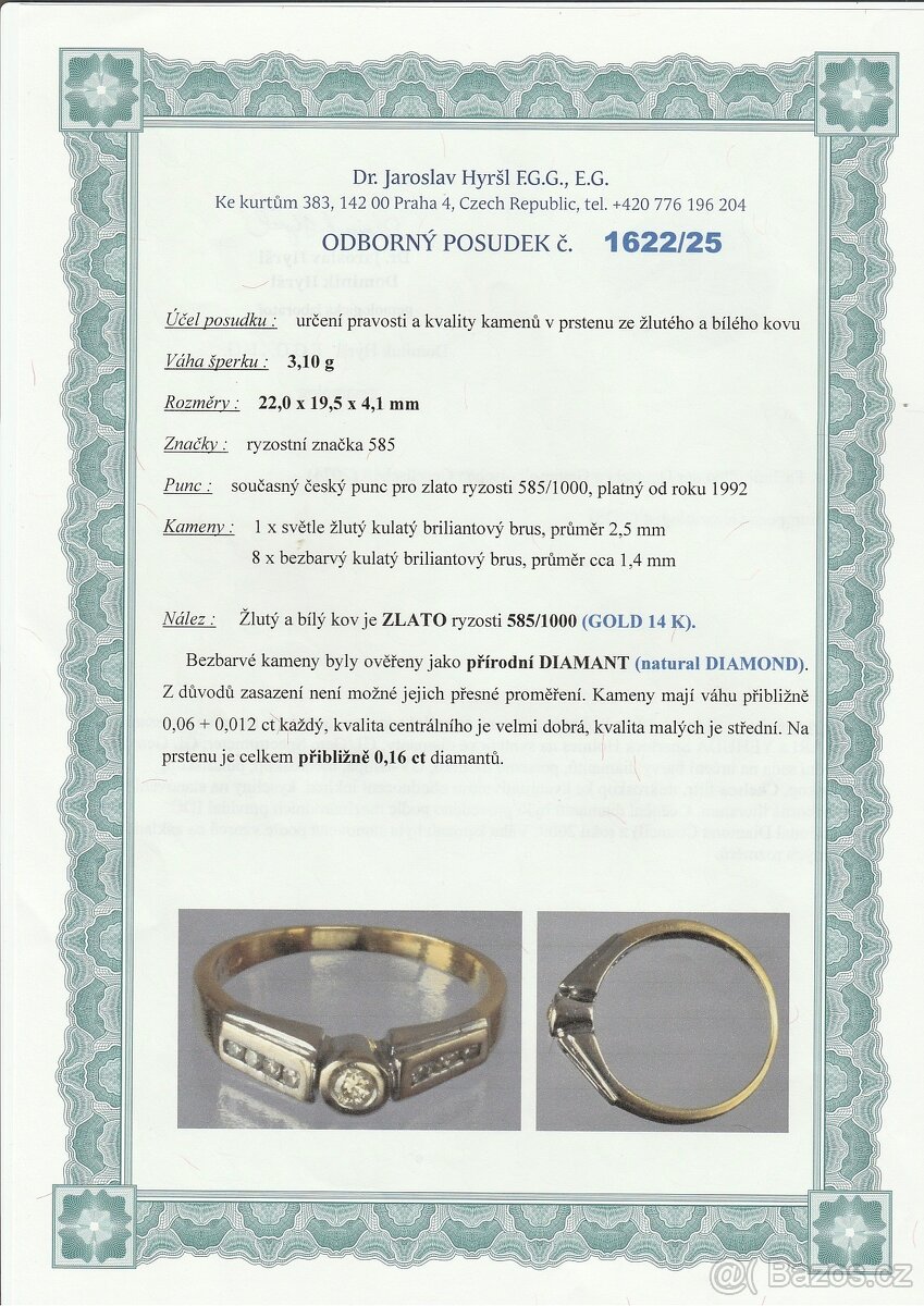 Zlatý prsten s diamanty - 4