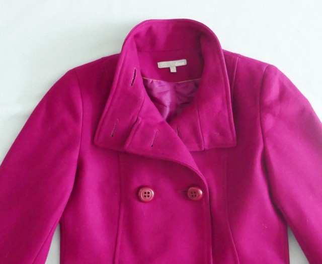 Kvalitní fuchsiový zimní vlněný kabát/paleto,vel. S, zn.Etam - 4
