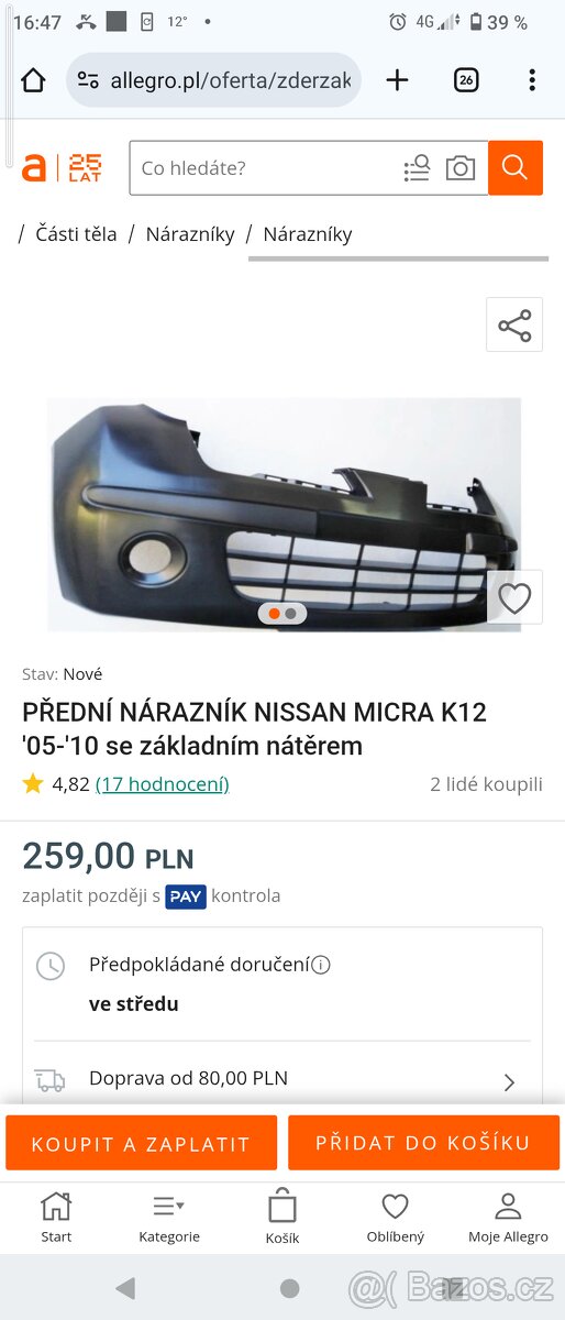 Nárazník Nissan Micra K12 - 4