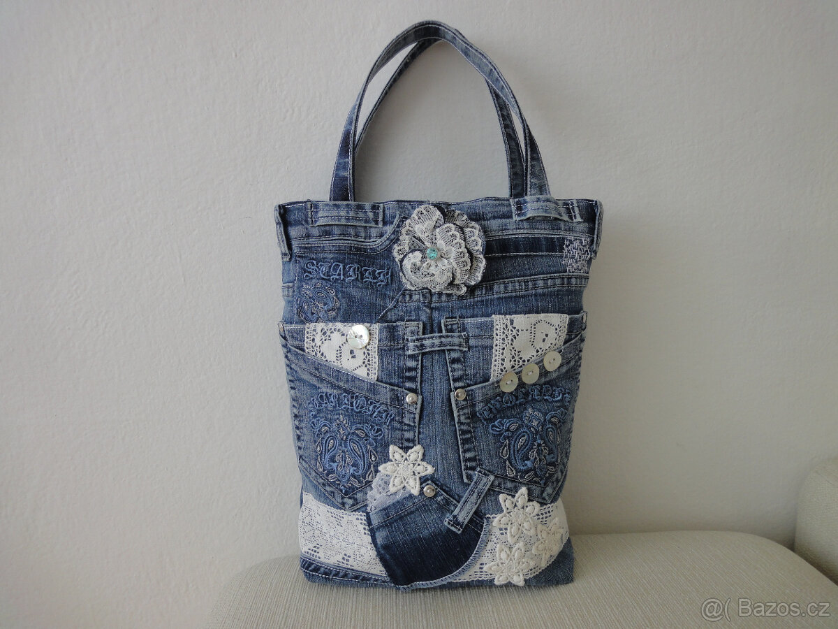Malá džínová kabelka - 3 kusy/ORIGINÁL - 4