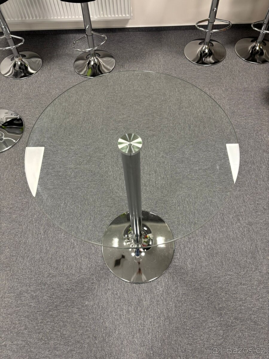 Skleněný stůl + barové černé židle - více kusů - 4