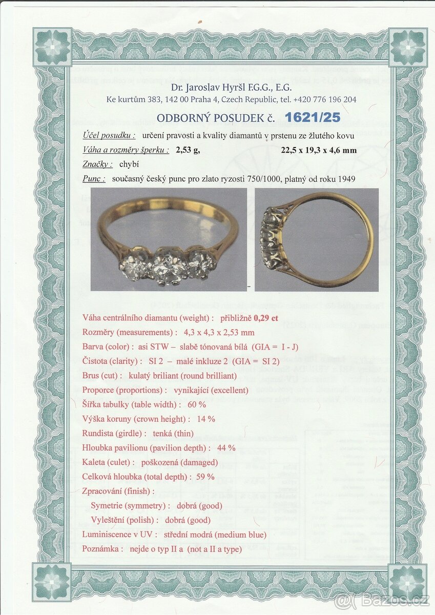 Zlatý prsten s diamanty - 4