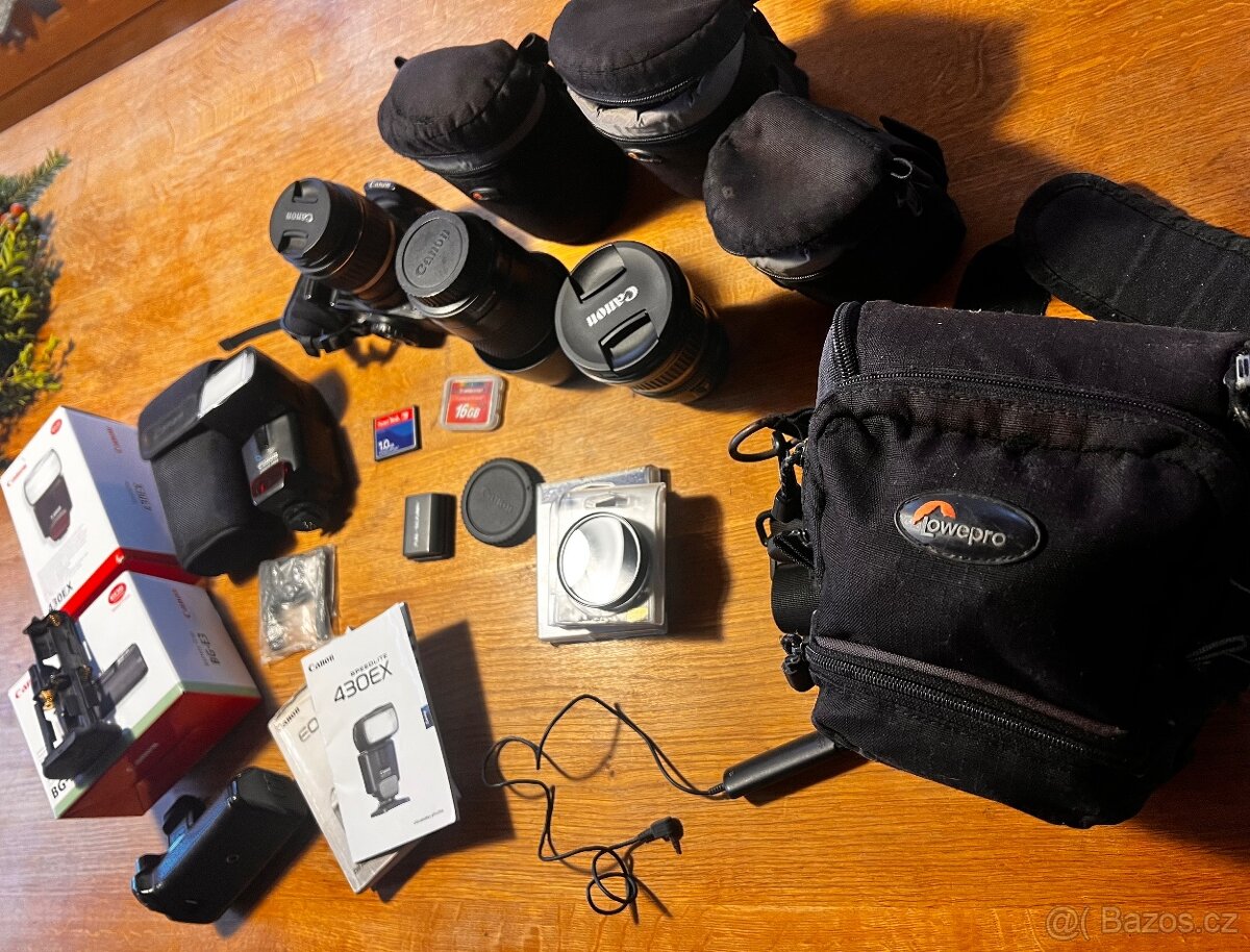 Canon 350 D, objektivy, blesk Speedlite 430, brašny. - 4