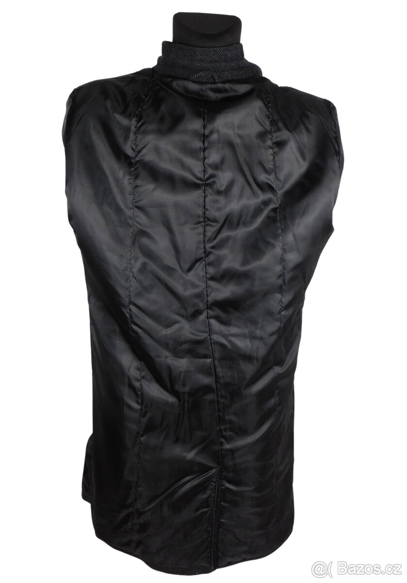 Vlněný pánský šedočerný kabát MADISON AVENUE vel. L - 4