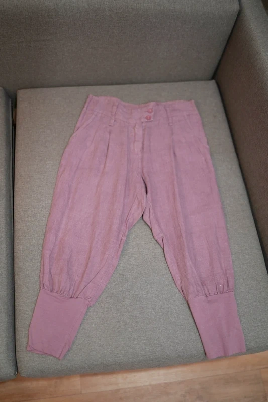 Lněné nohavice – háremky s elastickým lemem - 4