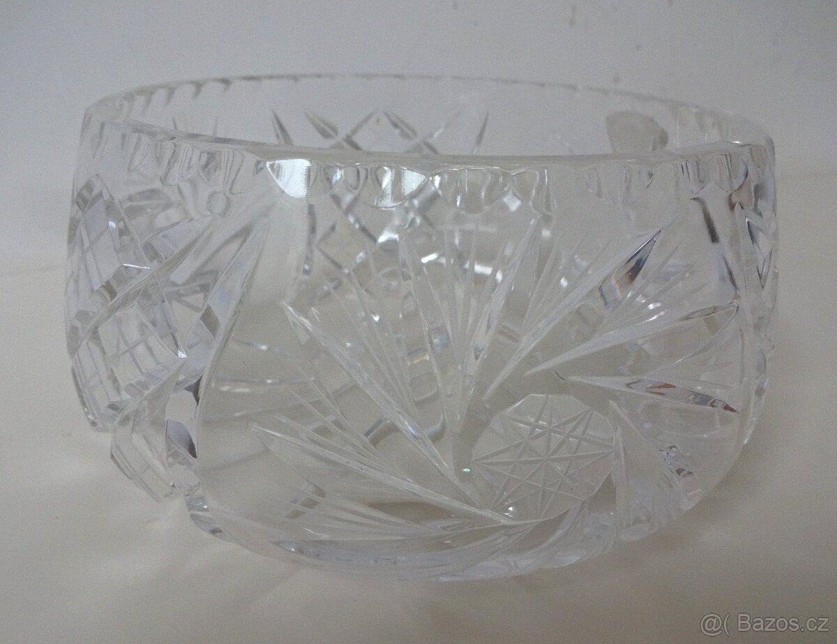 Starožitná skleněná mísa - broušené křišťálové sklo - 4