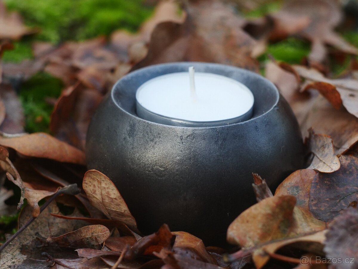 svícen na čajovou svíčku ocelový kovaný, různé druhy - 4