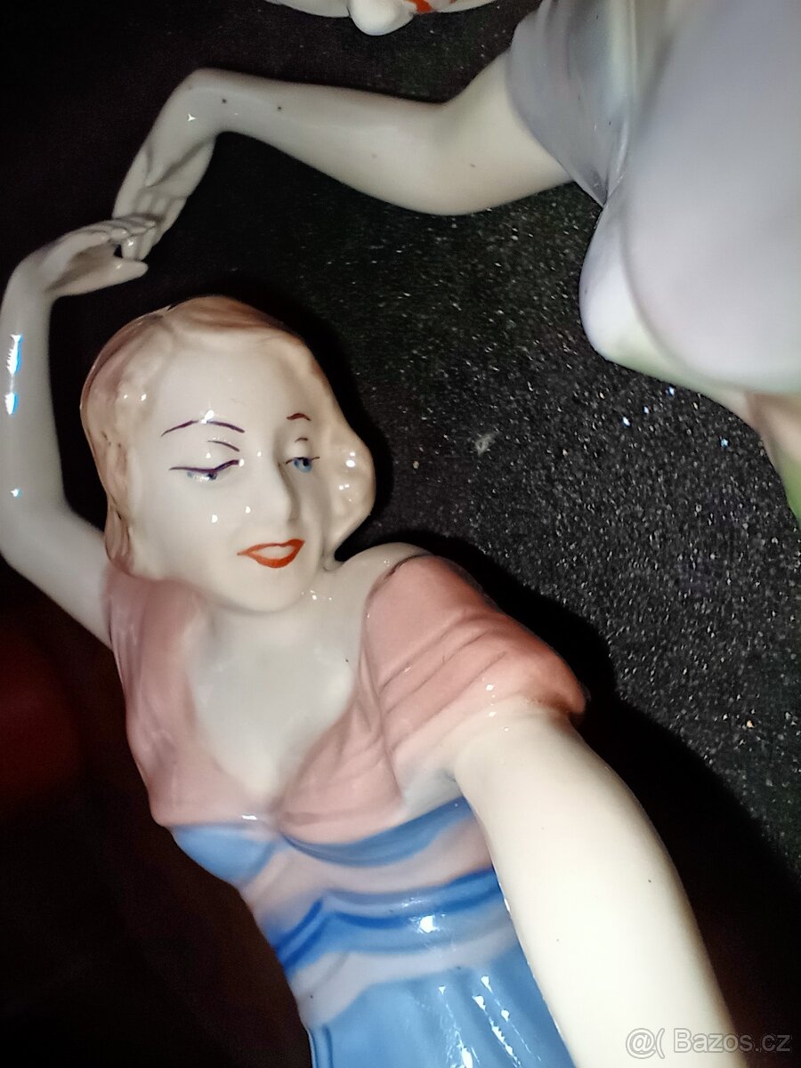 Tančící dívky. ROYAL DUX- ART-DECO sig. ELLY STROBACH - 4