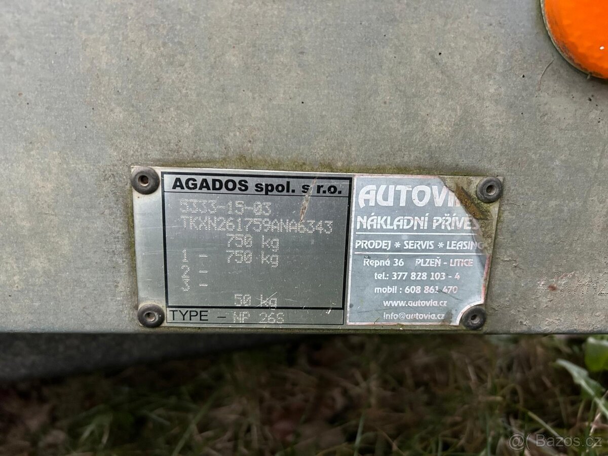 Jednonapravovy nebrzdeny přívěs Agados, 750 kg - 4