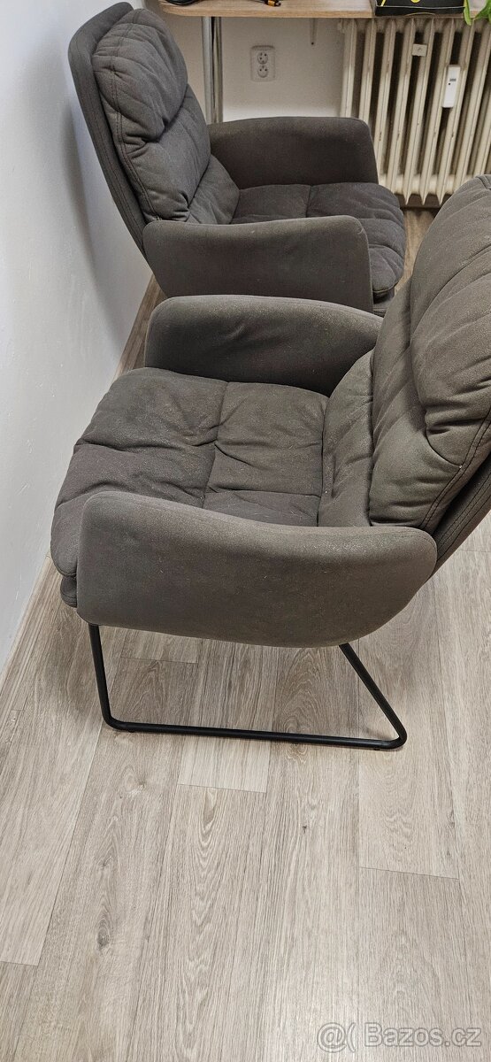 Čalouněná křesla – 2 ks, tmavě šedá - 4