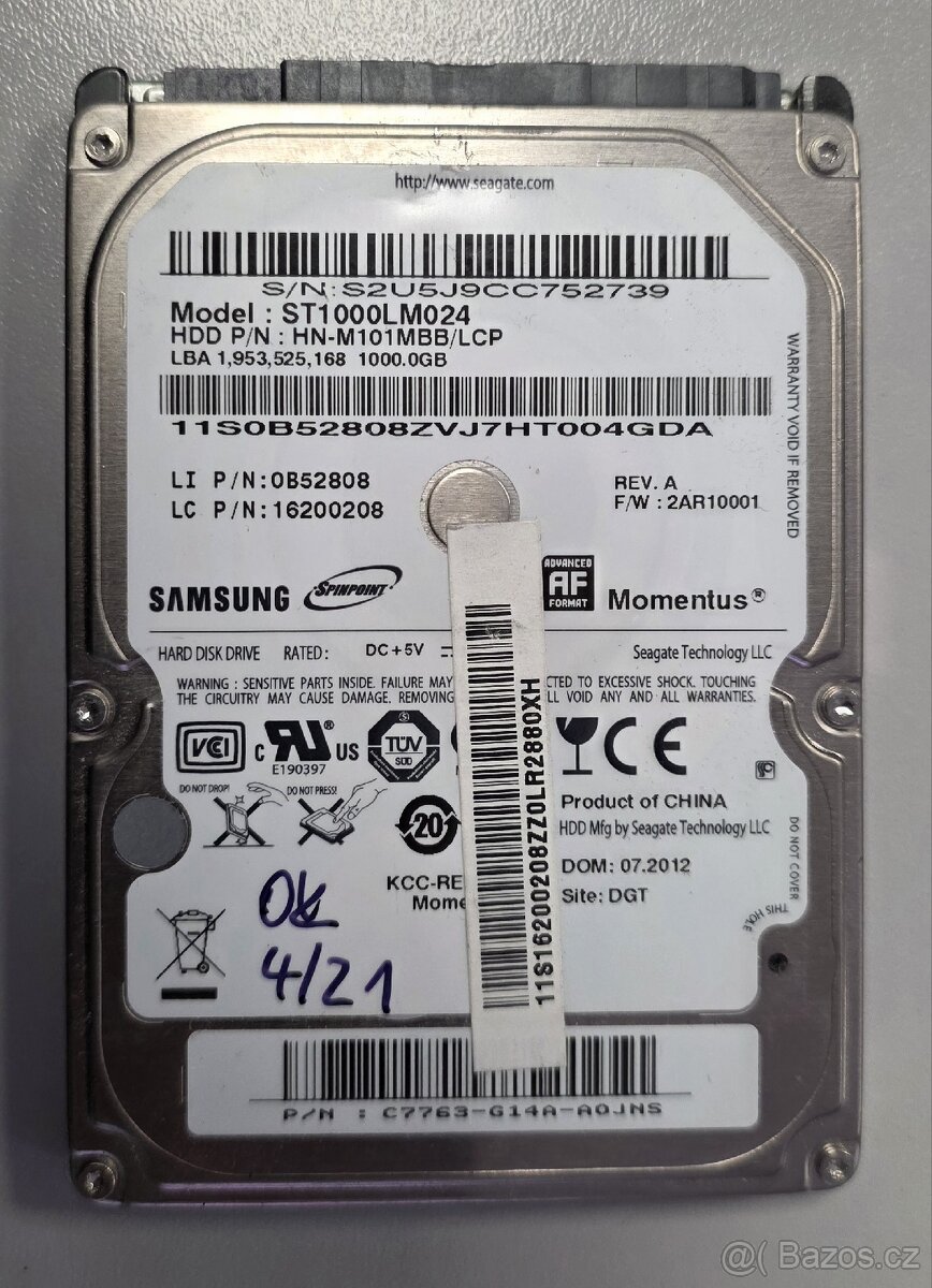 HDD SATA 2,5" 1TB otestovaný - 4